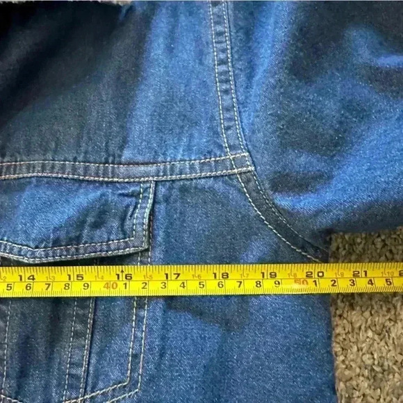 Vintage 90’s Sherpa lined denim jacket coat medium snap closure trucker barn - Picture 8 of 9